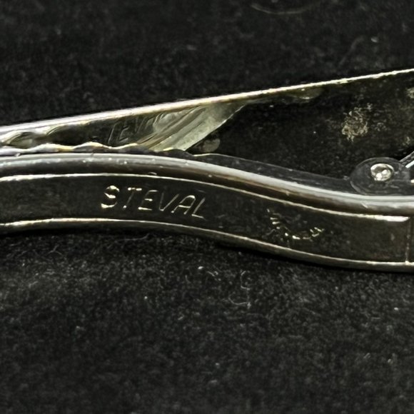 Vintage Steval Sterling Silver Etched Tie Bar (2881) - Picture 3 of 4